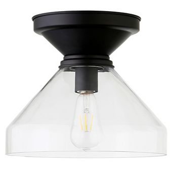 Finley & Sloane Abbott 12-Inch Wide Flush Mount Light Fixture with Glass Shade