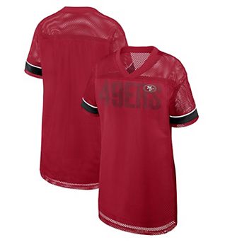 Women's Fanatics Scarlet San Francisco 49ers Oversized Team First Deep Route Mesh V-Neck Dress