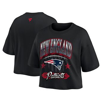 Women's Fanatics Black New England Patriots Americana Cropped T-Shirt