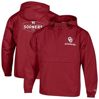Men's Champion Crimson Oklahoma Sooners Delay Packable Half-Zip Jacket