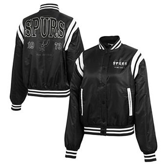 Women's WEAR by Erin Andrews Black San Antonio Spurs Full-Zip Bomber Jacket
