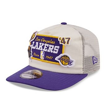 Men's New Era Purple Los Angeles Lakers Layered Patch 19TWENTY Adjustable Hat