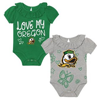Infant Outerstuff Green/Gray Oregon Ducks Two-Pack Playtime Ruffle Bodysuit Set
