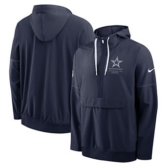 Men's Nike Navy Dallas Cowboys Sideline Logo Glory Anorak Half-Zip Hooded Jacket