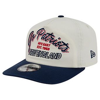 Men's New Era Cream New England Patriots Script 19TWENTY Adjustable Hat