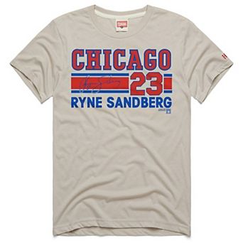 Men's Homage Ryne Sandberg Stone Chicago Cubs Signature Name & Number Tri-Blend T-Shirt