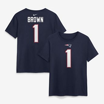 Women's Nike A.J. Brown Navy New England Patriots Name & Number T-Shirt