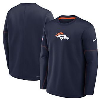 Men's Nike Navy Denver Broncos Sideline Coaches Team Present Midweight Therma-FIT Sweatshirt