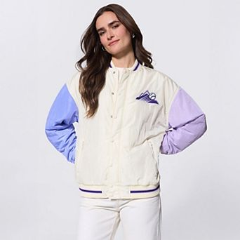Women's Terez Cream Colorado Rockies Full-Zip Bomber Jacket