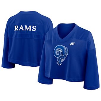 Women's Nike Royal Los Angeles Rams Rewind Cropped Mesh Dri-FIT Fashion Jersey