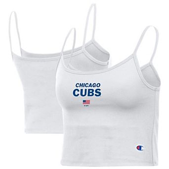 Women's Champion White Chicago Cubs America Scoop Tank Top