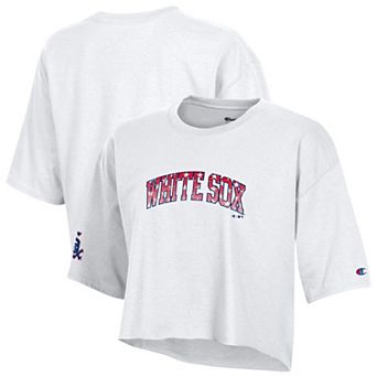 Women's Champion White Chicago White Sox Boyfriend Cropped Americana T-Shirt