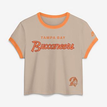 Women's Nike Cream Tampa Bay Buccaneers Rewind Ringer Mod Cropped T-Shirt