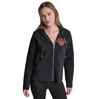 Women's DKNY Black New York Knicks Tech Ottoman Full-Zip Hoodie