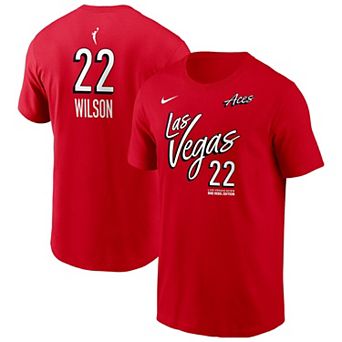 Men's Nike A'ja Wilson Red Las Vegas Aces Name & Number Rebel Edition T-Shirt