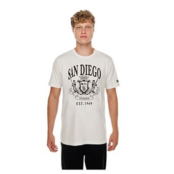 Men's New Era Beige San Diego Padres Lifestyle Coat of Arms Flocking T-Shirt