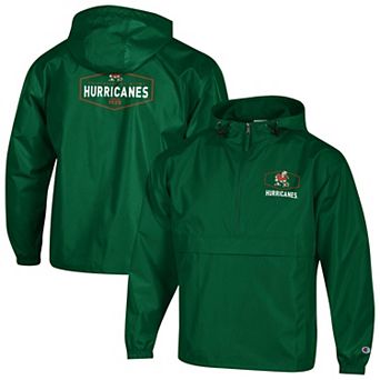 Men's Champion Green Miami Hurricanes Delay Packable Half-Zip Jacket
