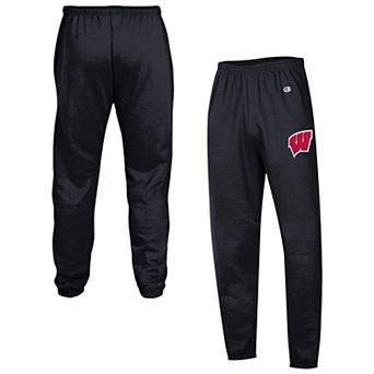 Men's Champion Black Wisconsin Badgers Powerblend Banded Fleece Sweatpants