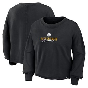 Women's Fanatics Black Pittsburgh Steelers Oversized Chop Block Boxy Long Sleeve Top