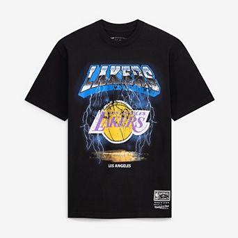 Men's Mitchell & Ness Black Los Angeles Lakers Lightning T-Shirt