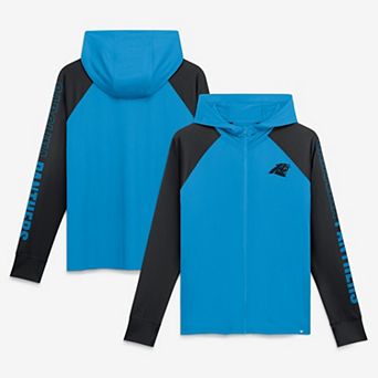 Women's Fanatics Blue/Black Carolina Panthers Cornerback Blitz Raglan Full-Zip Hoodie
