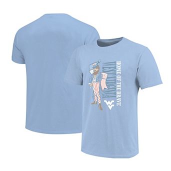 Girls Youth Light Blue West Virginia Mountaineers Americana Mascot Flag T-Shirt