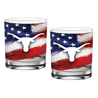 Texas Longhorns Two-Pack 14oz. Americana Rocks Glass Set