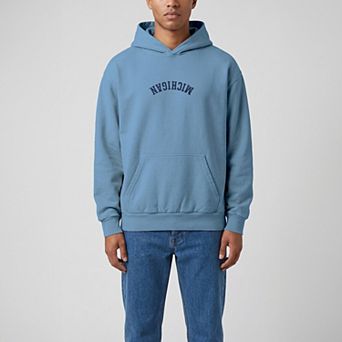 Men's Uscape Apparel Light Blue Michigan Wolverines Upside Down Embroidered Vintage Heavyweight Hoodie