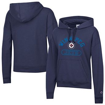 Women's Champion Navy Winnipeg Jets Arched Pill Box Hoodie
