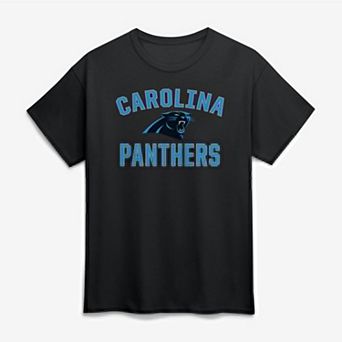Men's Logo Athletic Black Carolina Panthers Cotton Victory Arch T-Shirt