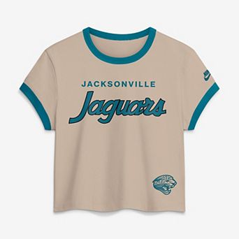 Women's Nike Cream Jacksonville Jaguars Rewind Ringer Mod Cropped T-Shirt