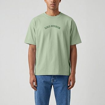 Men's Uscape Apparel Green Michigan State Spartans Upside Down Embroidered Vintage Heavyweight T-Shirt