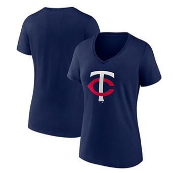 Women's Logo Athletic Navy Minnesota Twins Official Logo Athletic V-Neck T-Shirt