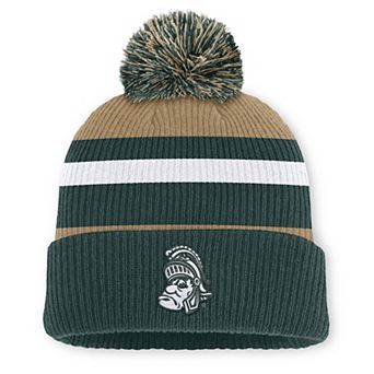Unisex Nike Forest Green/Beige Michigan State Spartans Legacy Striped Cuffed Knit Hat with Pom