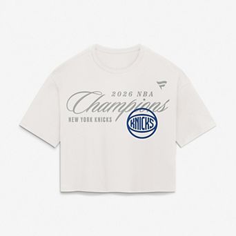 Women's Fanatics White New York Knicks 2026 NBA Finals Champions Cropped Top