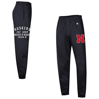 Men's Champion Black Nebraska Huskers Powerblend Banded Fleece Sweatpants