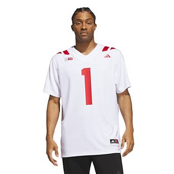 Men's adidas #1 White Nebraska Huskers Away Premier Football Jersey