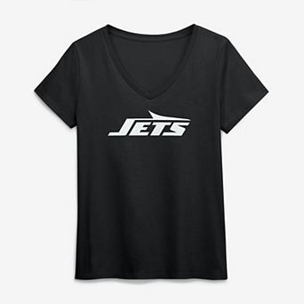 Women's Logo Athletic Black New York Jets Primary Logo V-Neck T-Shirt