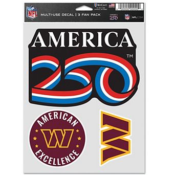 "WinCraft Washington Commanders America 250 5.5"" x 7.75"" Three-Piece Fan Decal Set"