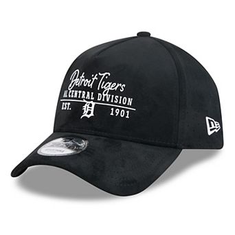 Men's New Era Black Detroit Tigers Script Text 9FORTY A-Frame Adjustable Hat