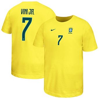 Youth Nike Vini Jr. Yellow Brazil National Team Name & Number T-Shirt