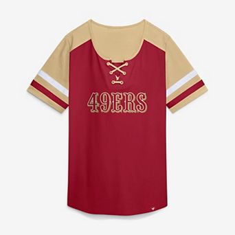 Women's Fanatics Scarlet San Francisco 49ers Curl Route Athena Lace-Up T-Shirt