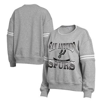 Women's WEAR by Erin Andrews Gray San Antonio Spurs Crest Crew Sweatshirt