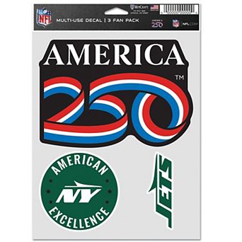 "WinCraft New York Jets America 250 5.5"" x 7.75"" Three-Piece Fan Decal Set"