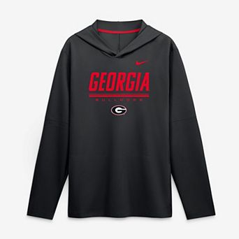 Men's Nike Black Georgia Bulldogs 2026 Sideline Lightweight Long Sleeve Hooded Dri-FIT Top