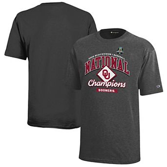 Youth Champion Heather Black Oklahoma Sooners 2026 NCAA Baseball Men's College World Series Champions Locker Room T-Shirt