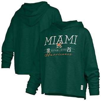 Women's Pressbox Green Miami Hurricanes Castillo Slub Waist Length Long Sleeve Hoodie T-Shirt