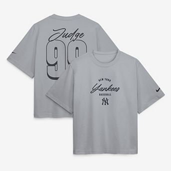 Women's Nike Aaron Judge Gray New York Yankees Premium Essentials Boxy Name & Number T-Shirt