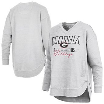 Women's Pressbox Heather Gray Georgia Bulldogs Marcus East Hall Poncho V-Neck Sweatshirt