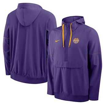 Men's Nike Purple LSU Tigers 2026 Sideline Anorak Half-Zip Hooded Jacket